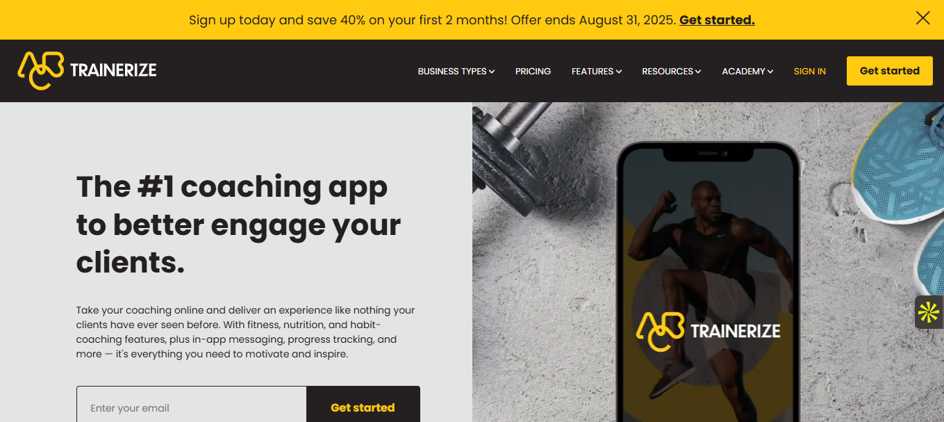 Interface du logiciel Trainerize