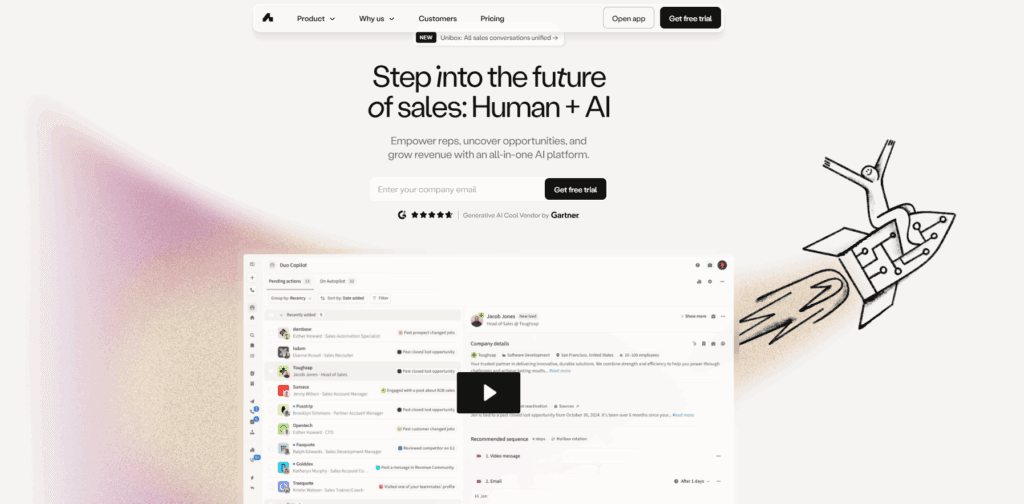 Interface du logiciel Amplemarket