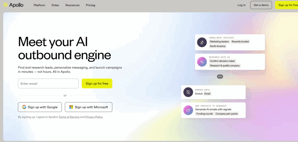 Interface du logiciel Apollo io