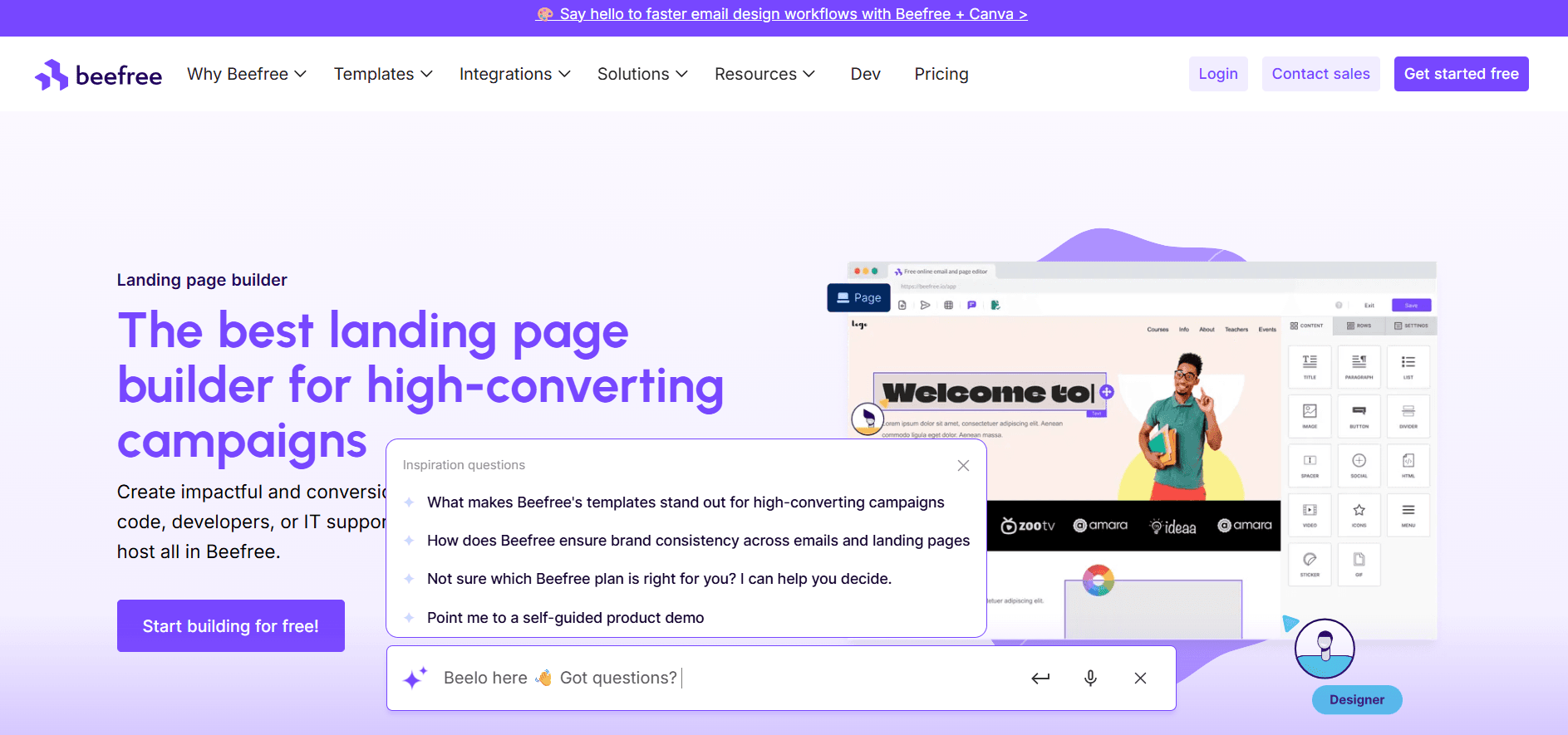 Interface du logiciel BEE Free