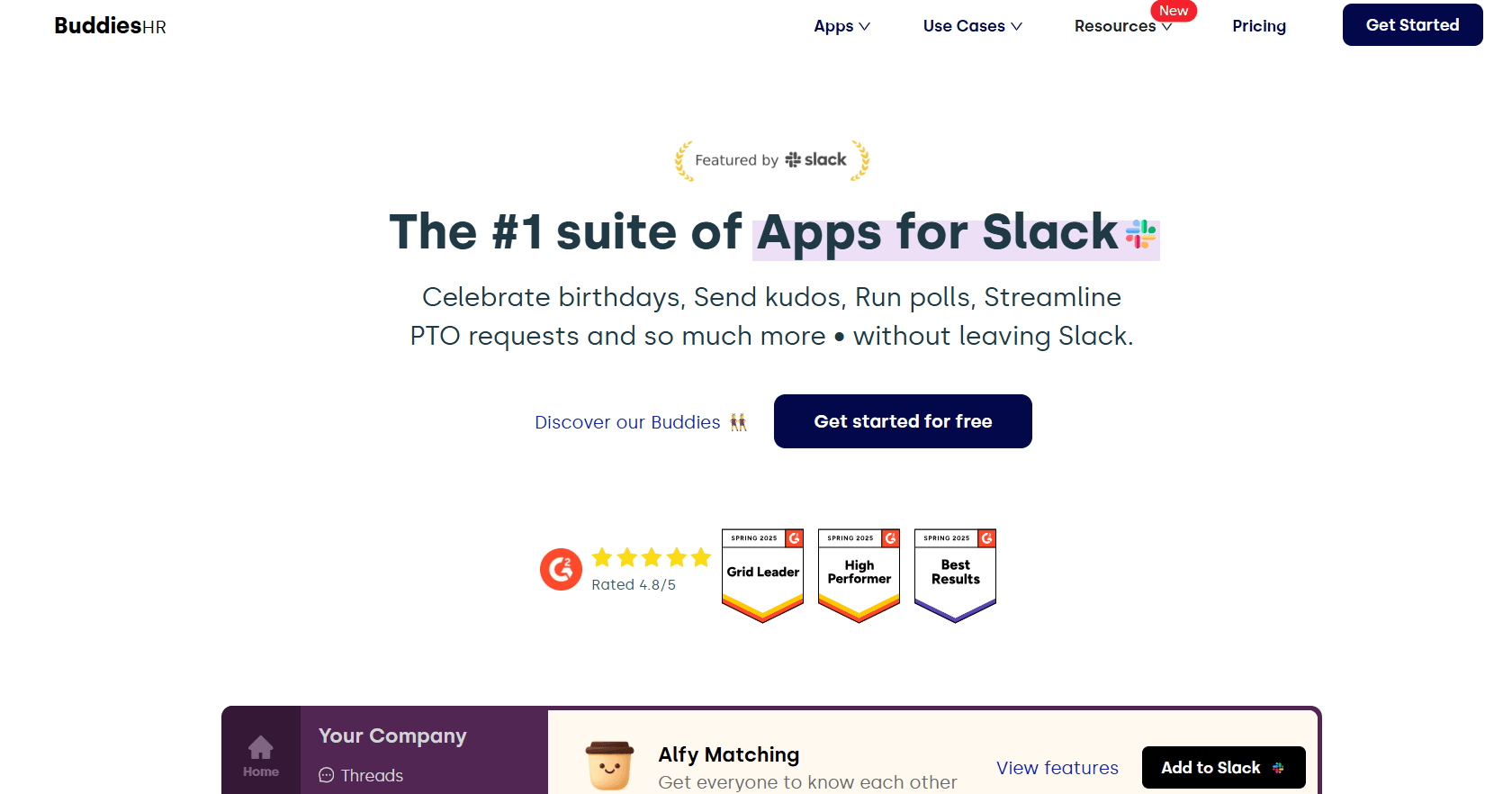 Interface du logiciel Buddies HR