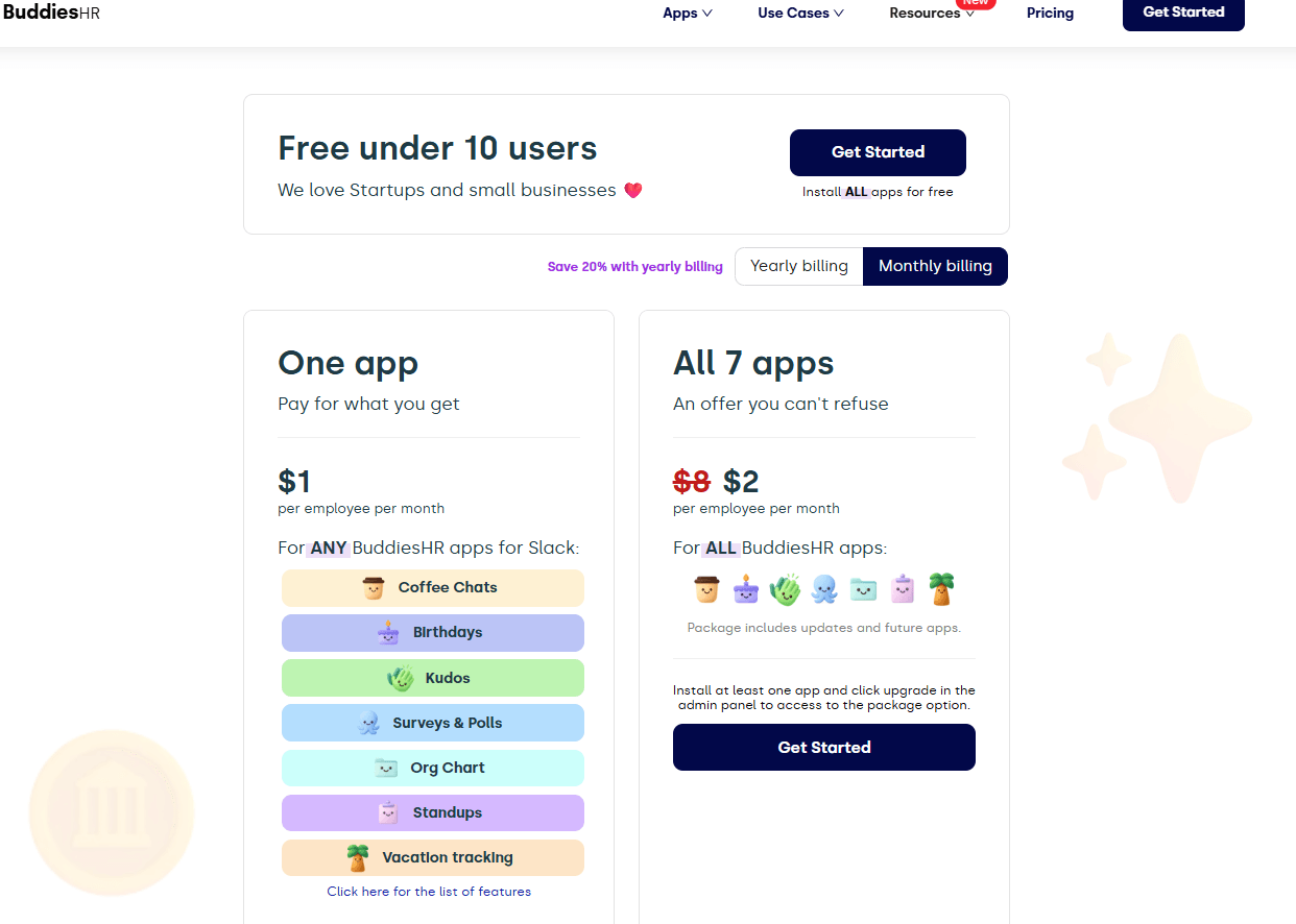 Les tarifs du logiciel Buddies HR