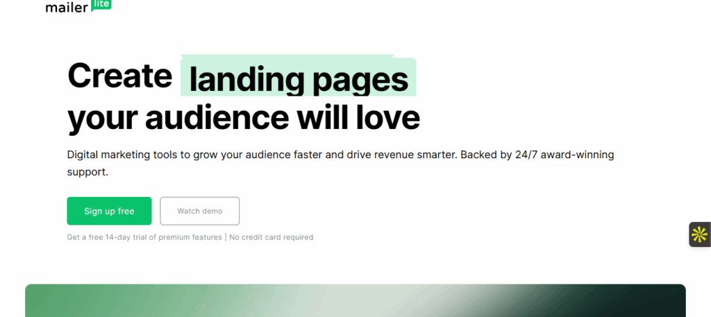 Interface du logiciel MailerLite