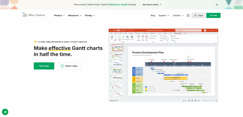 Interface du logiciel Office Timeline