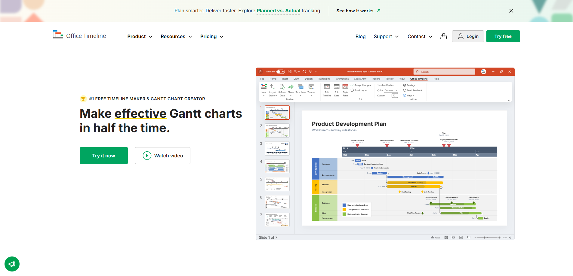 Interface du logiciel Office Timeline