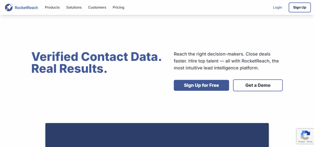 Interface du logiciel RocketReach