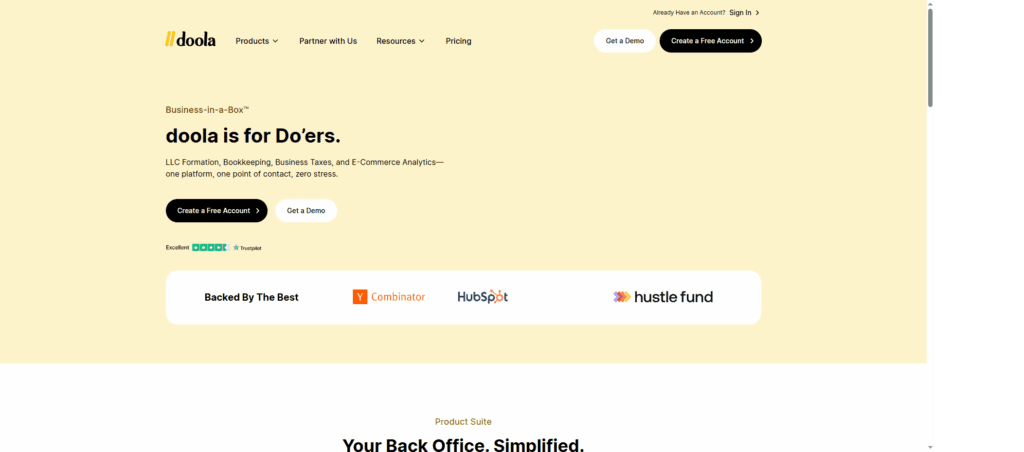 Interface du logiciel Doola