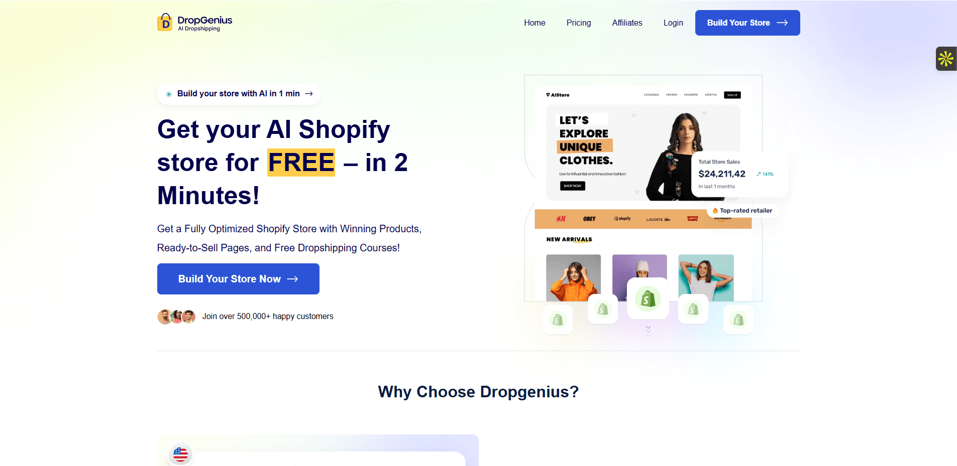 Interface du logiciel DropGenius