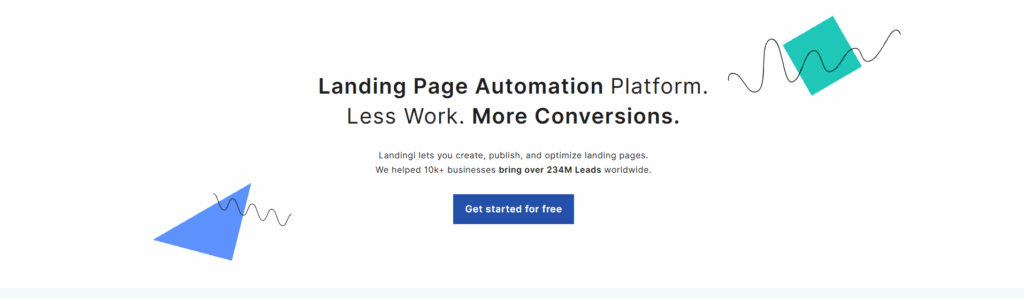 Interface du logiciel Landingi