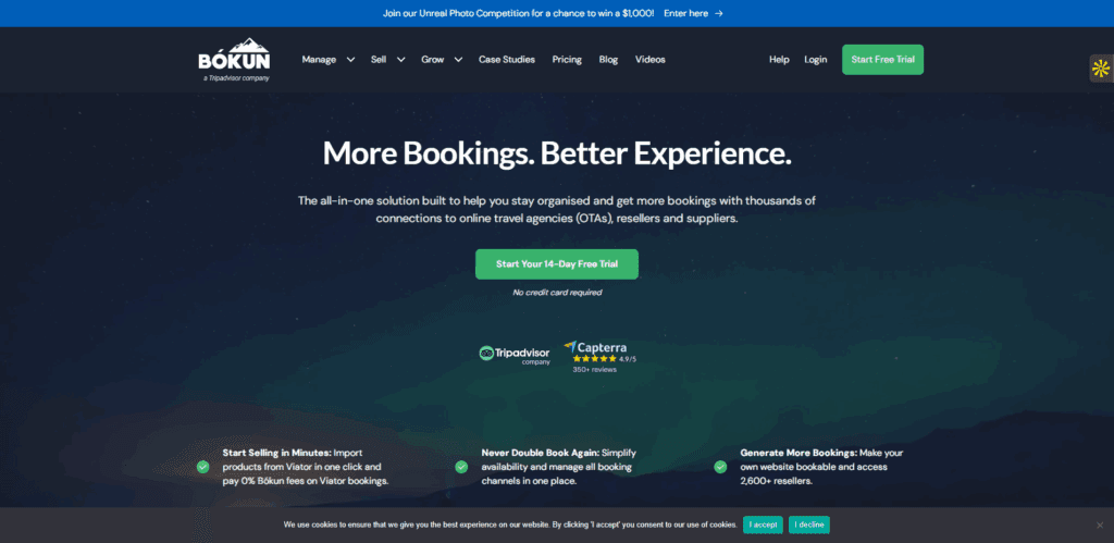 Interface du logiciel Bokun