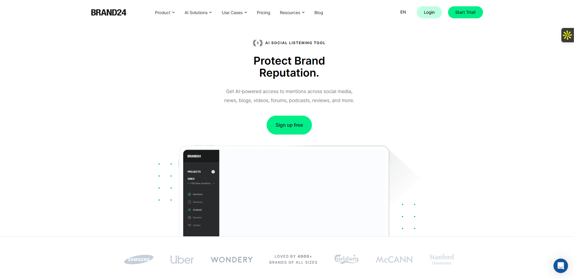Interface du logiciel Brand24