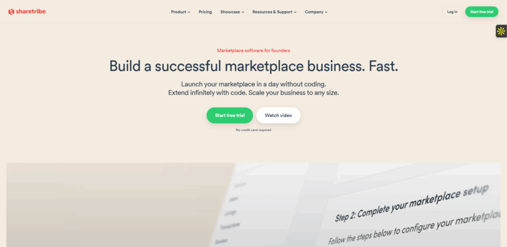 Interface du logiciel Sharetribe