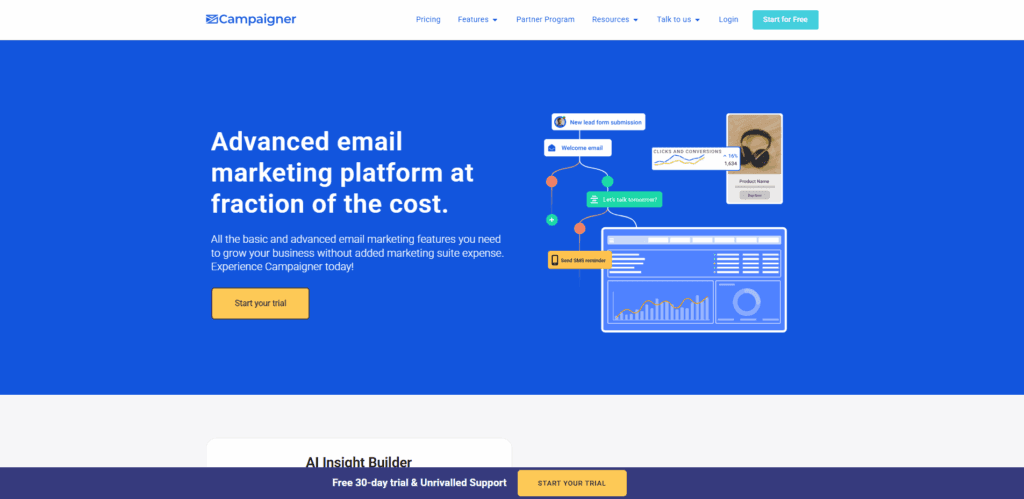 Interface du logiciel Campaigner