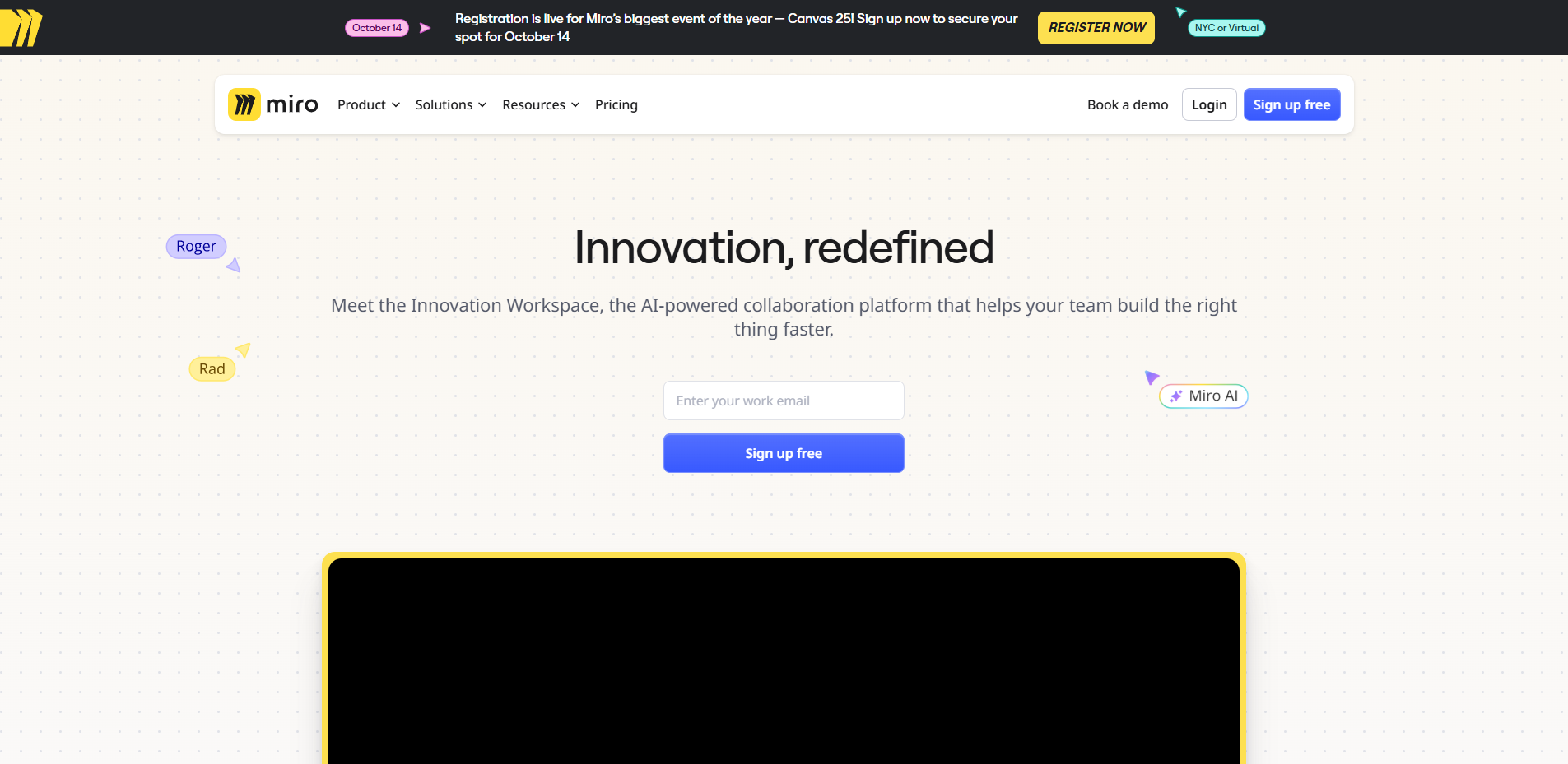 Interface du logiciel Miro
