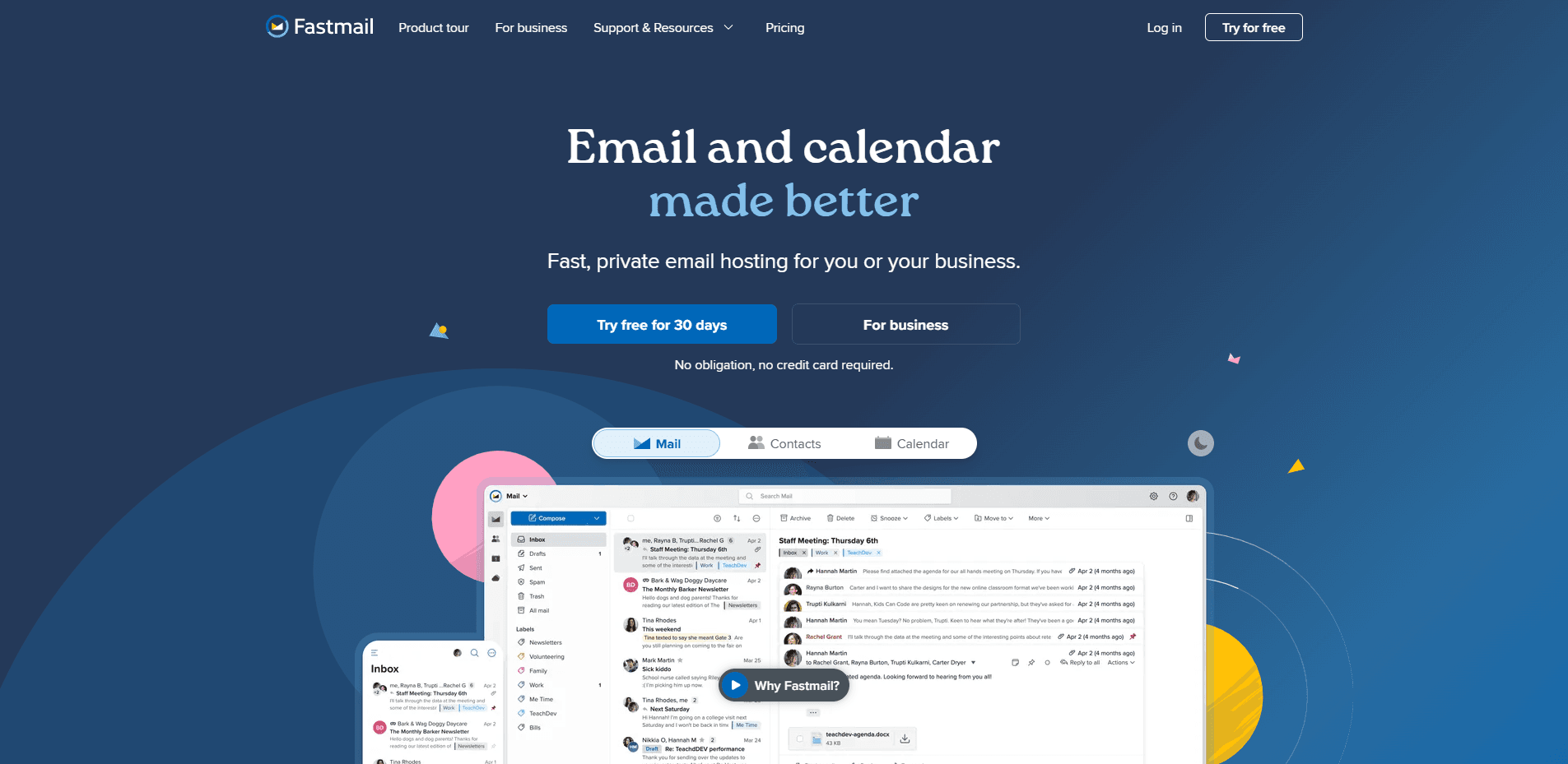 Interface du logiciel Fastmail