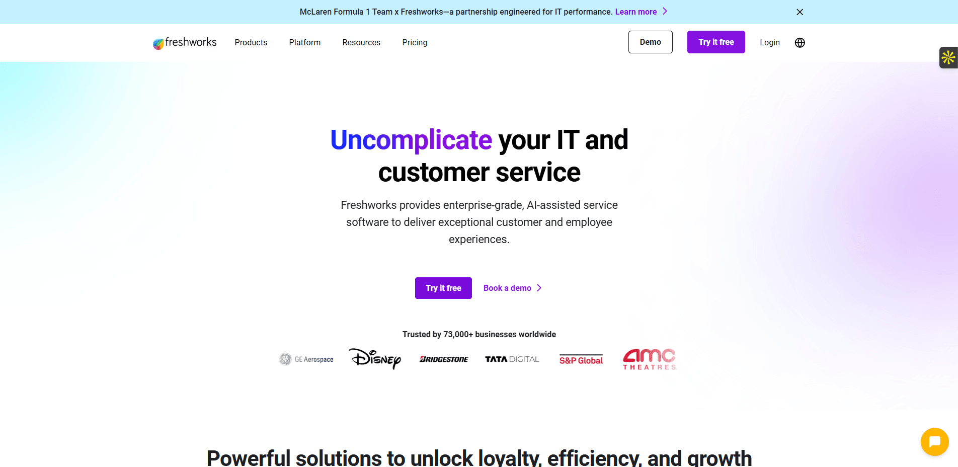 Interface du logiciel Freshworks