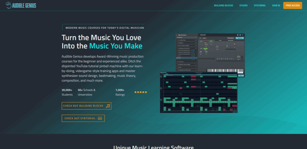 Interface du logiciel Audible Genius