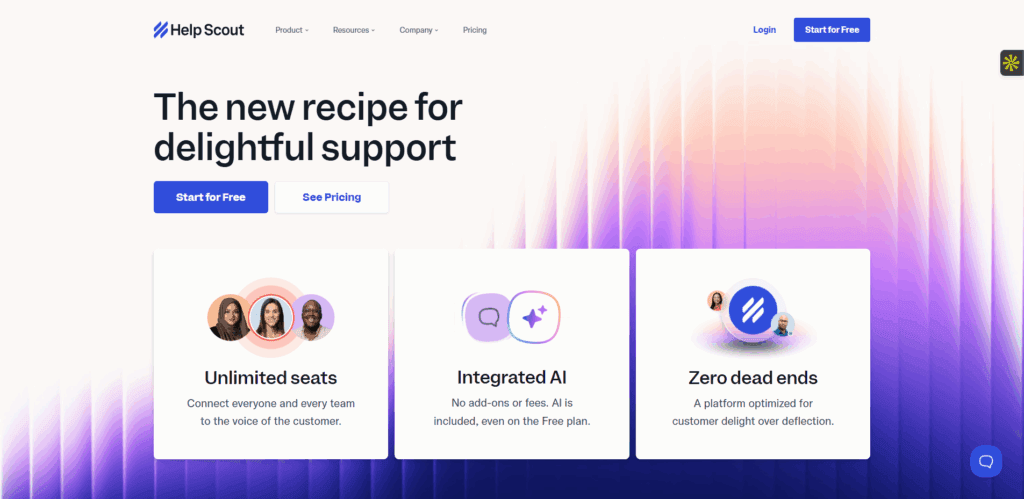 Interface du logiciel Help Scout