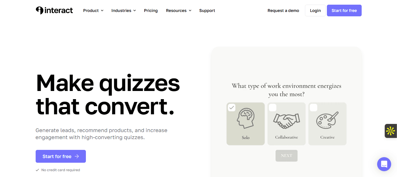 Interface du logiciel Interact