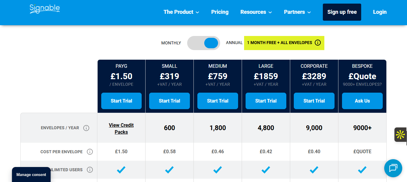 Les tarifs du logiciel Signable