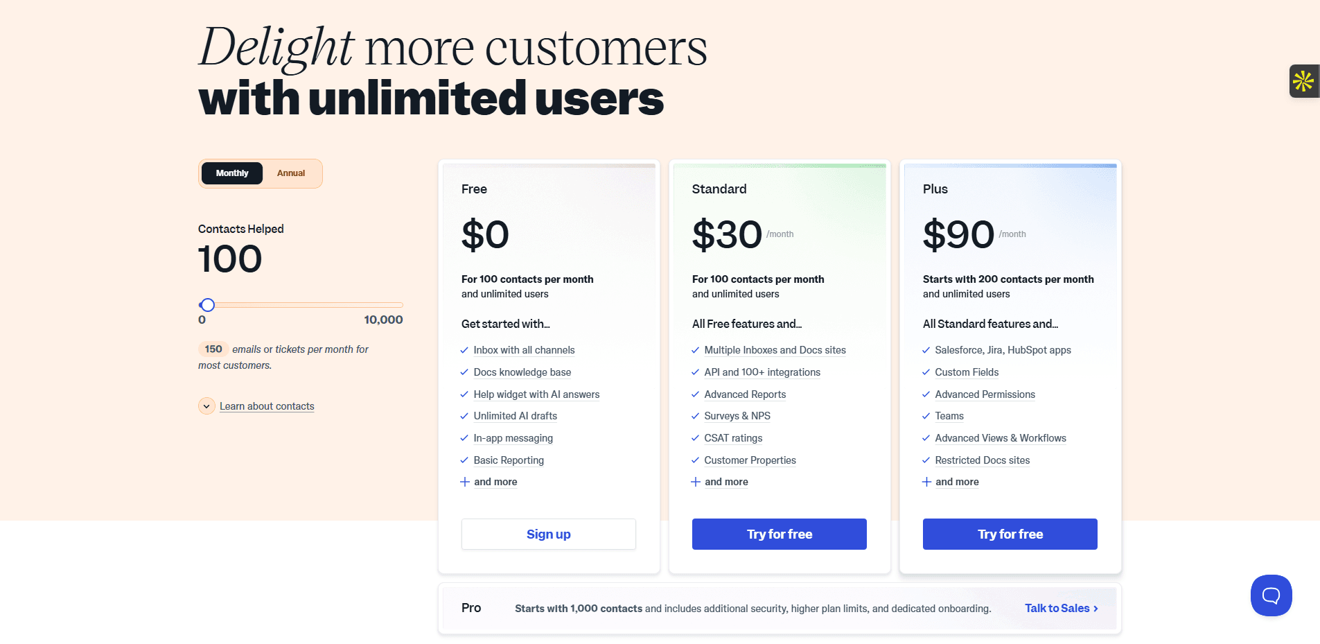 Les tarifs du logiciel Help Scout