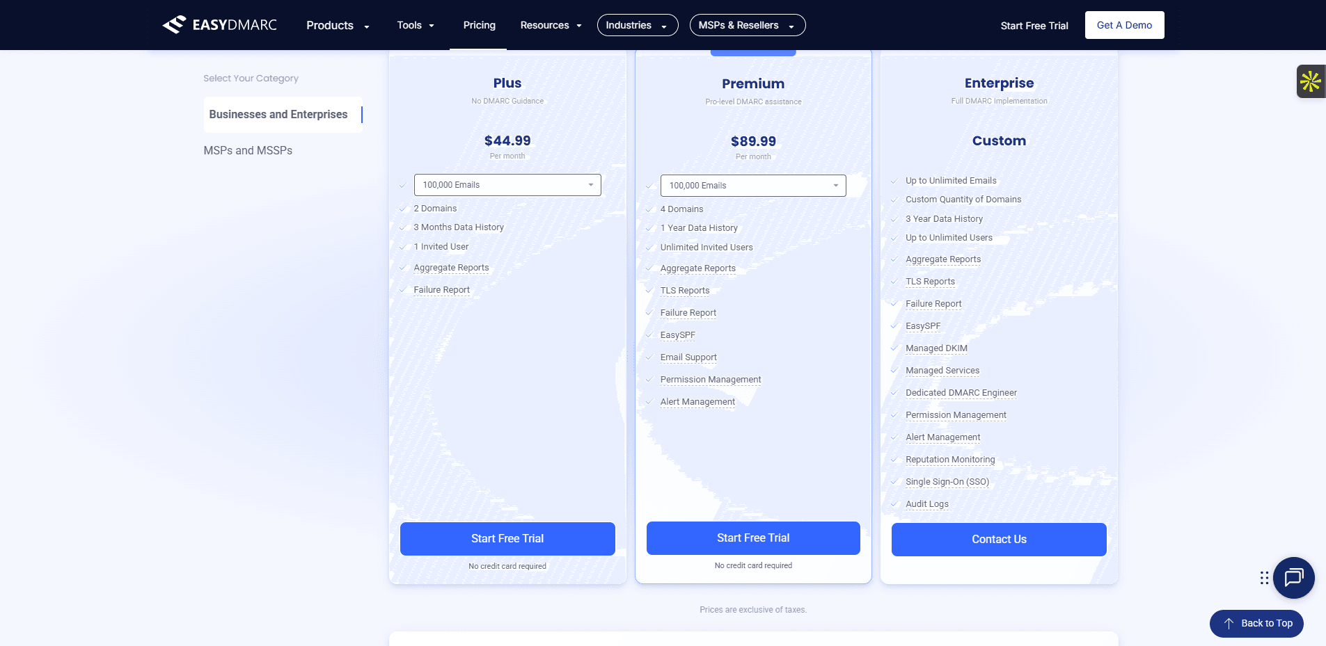 Les tarifs du logiciel easyDMARC