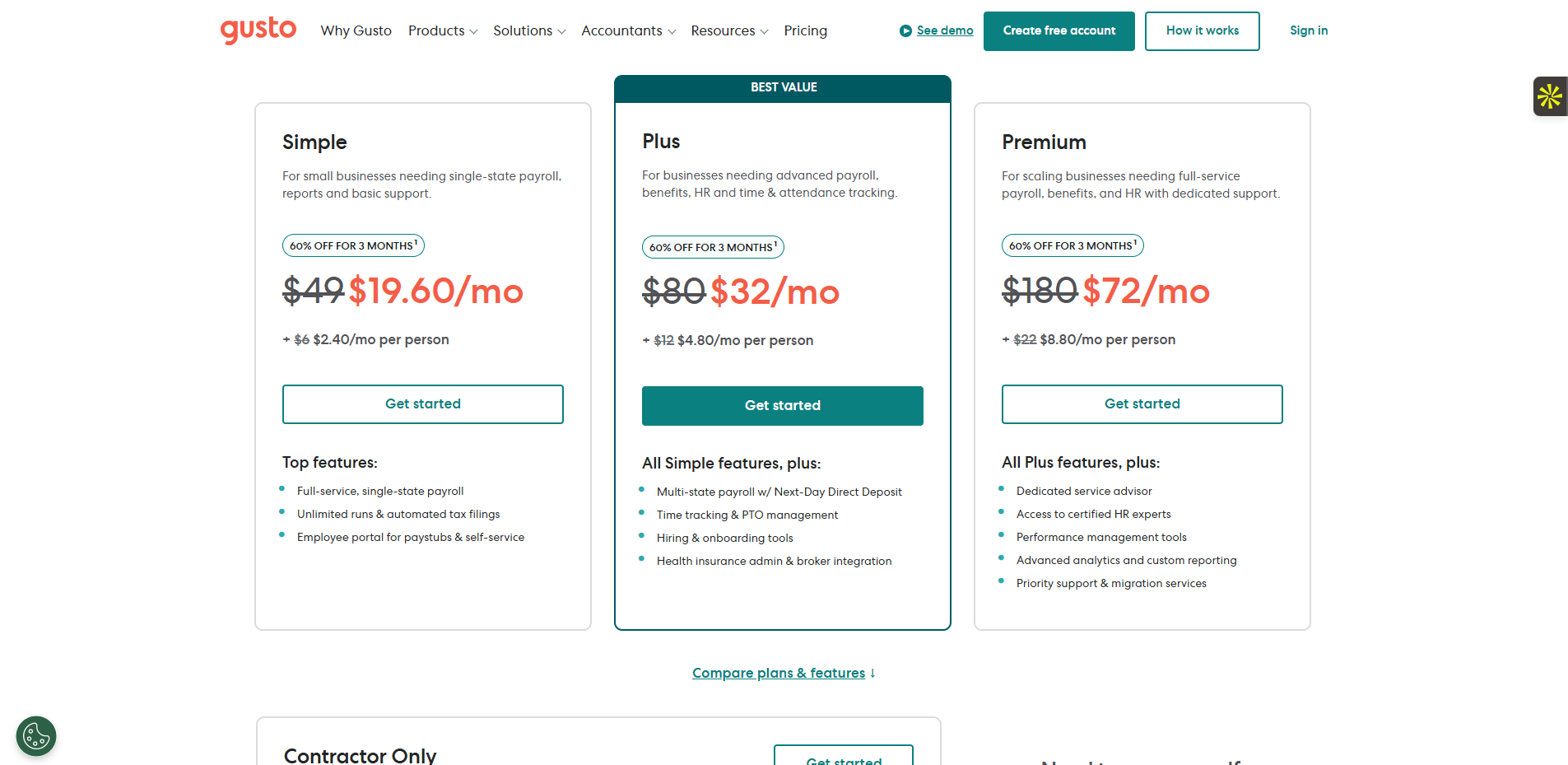 Les tarifs du logiciel Gusto