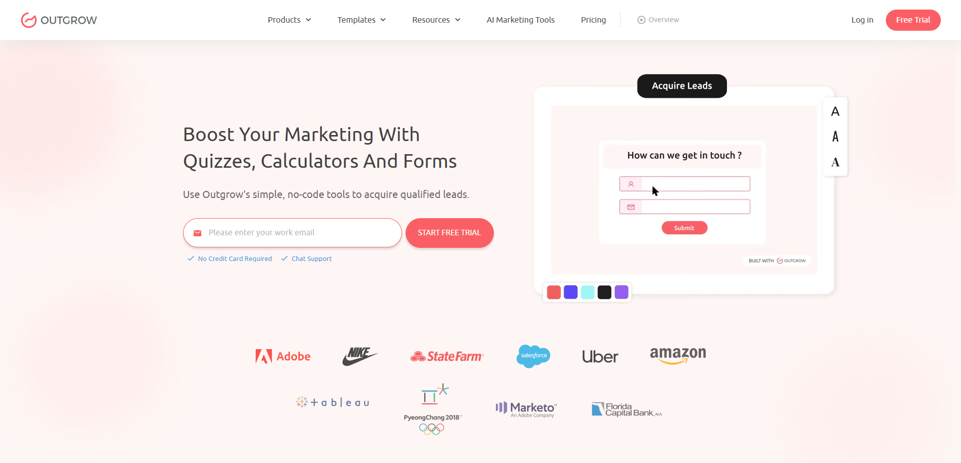 Interface du logiciel Outgrow