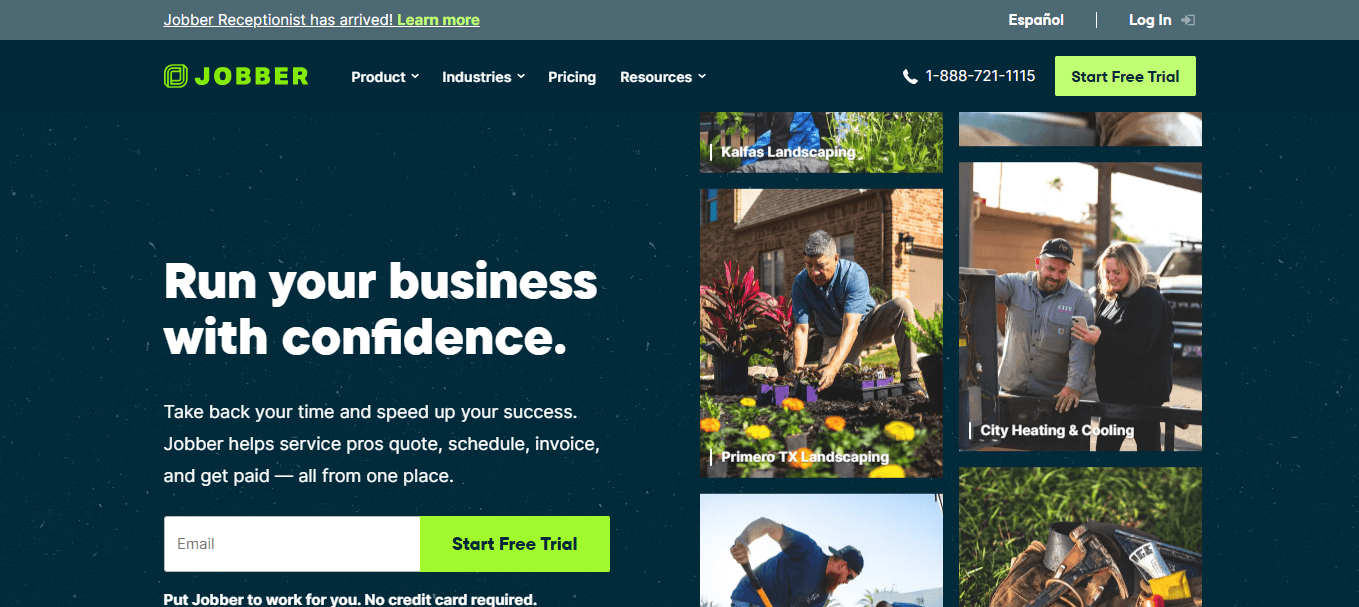 Interface du logiciel Jobber