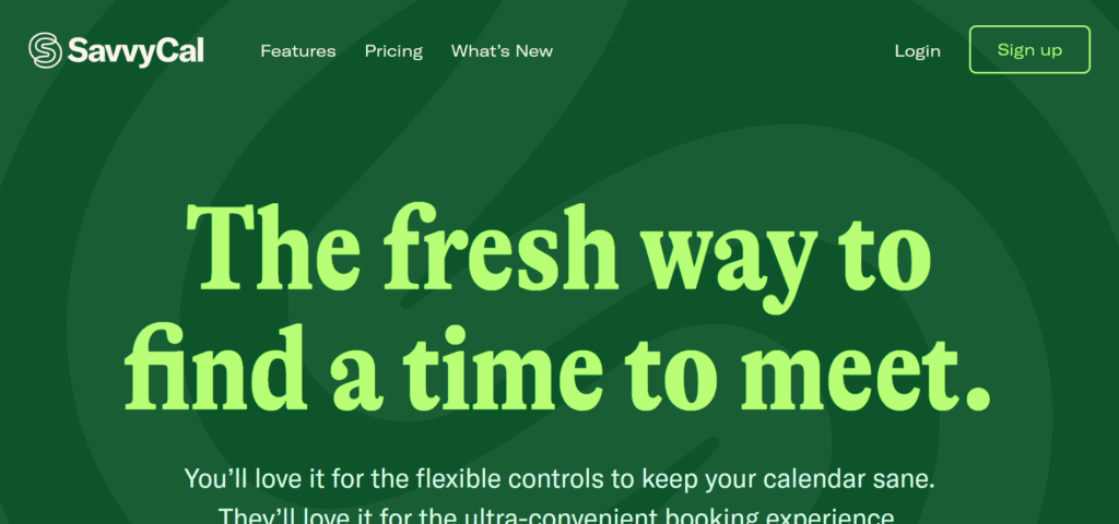 Interface du logiciel SavvyCal