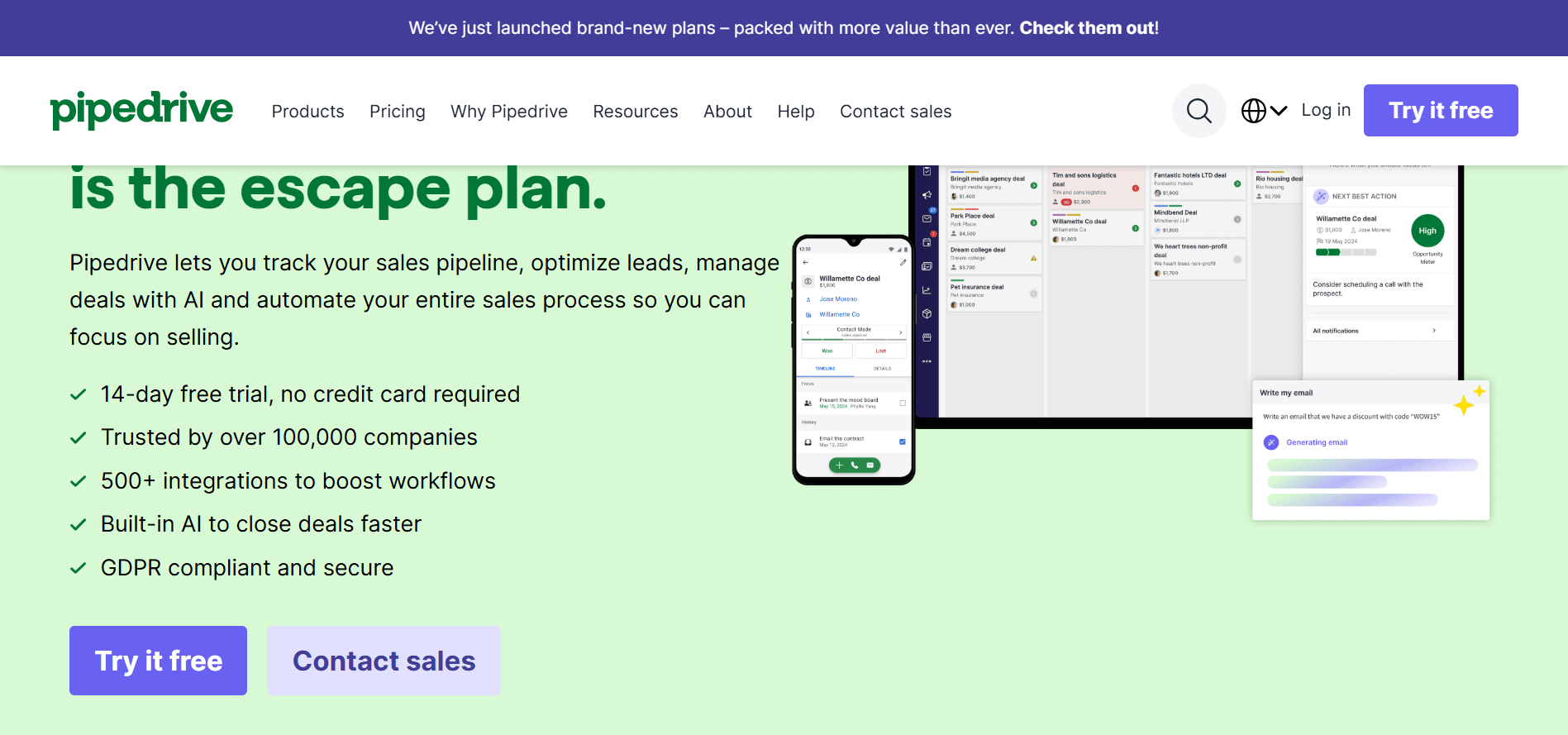 Interface du logiciel Pipedrive