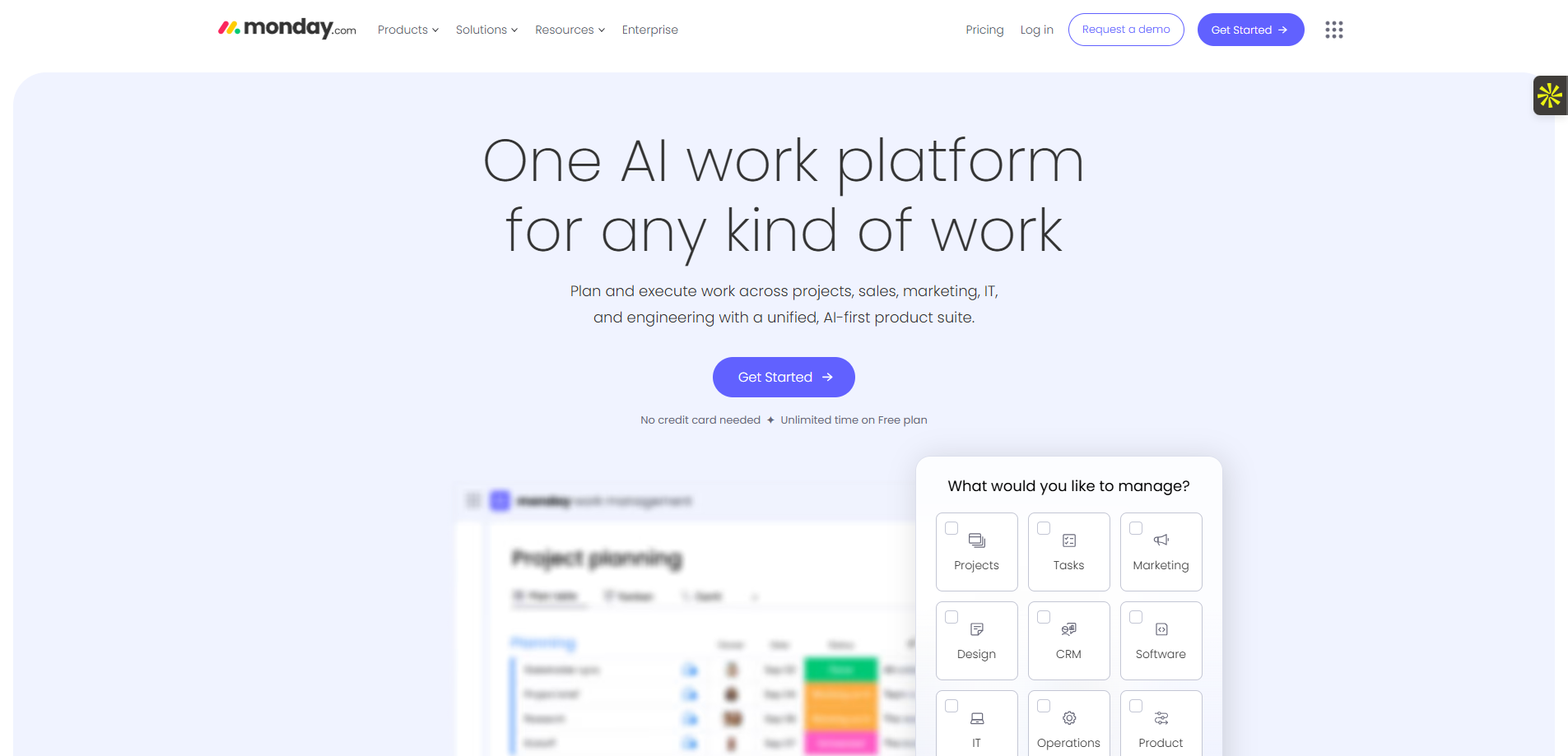 Interface du logiciel monday.com