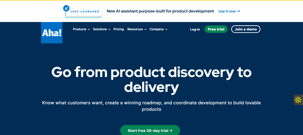 Interface du logiciel Aha!