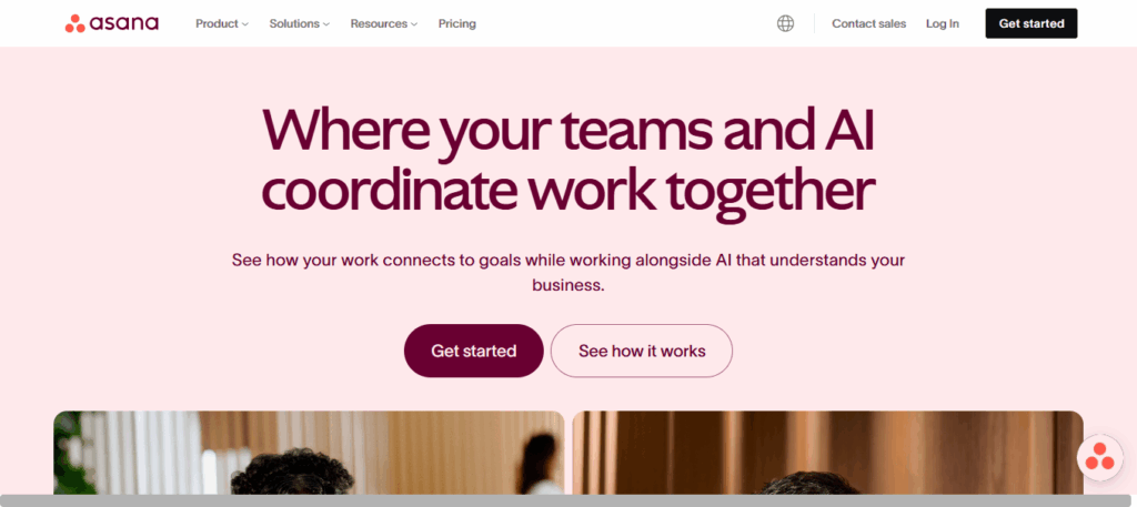 Interface du logiciel Asana