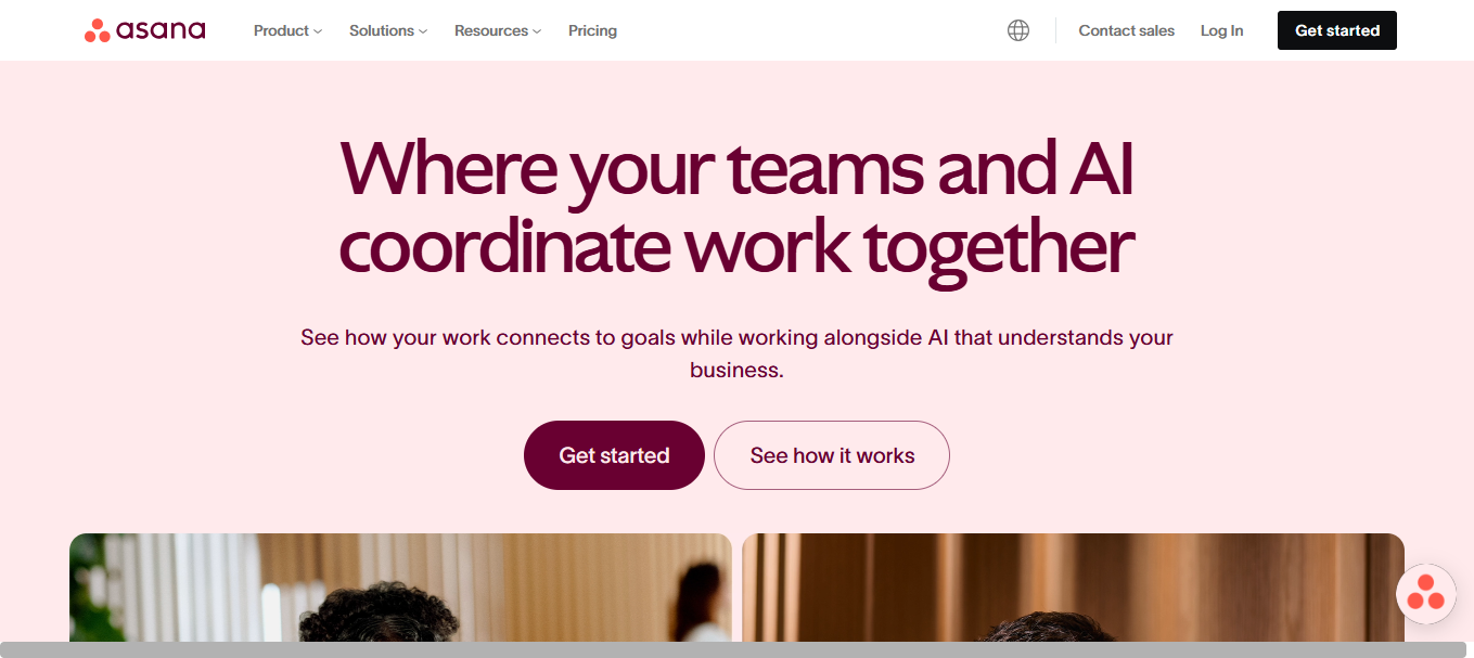 Interface du logiciel Asana