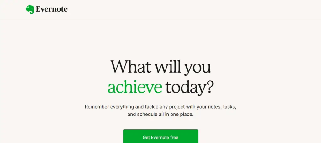 Interface du logiciel Evernote