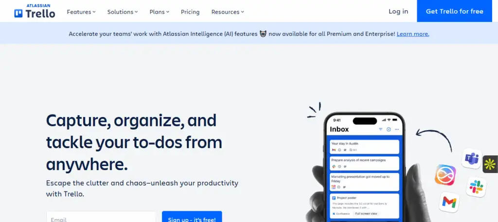 Interface du logiciel Trello