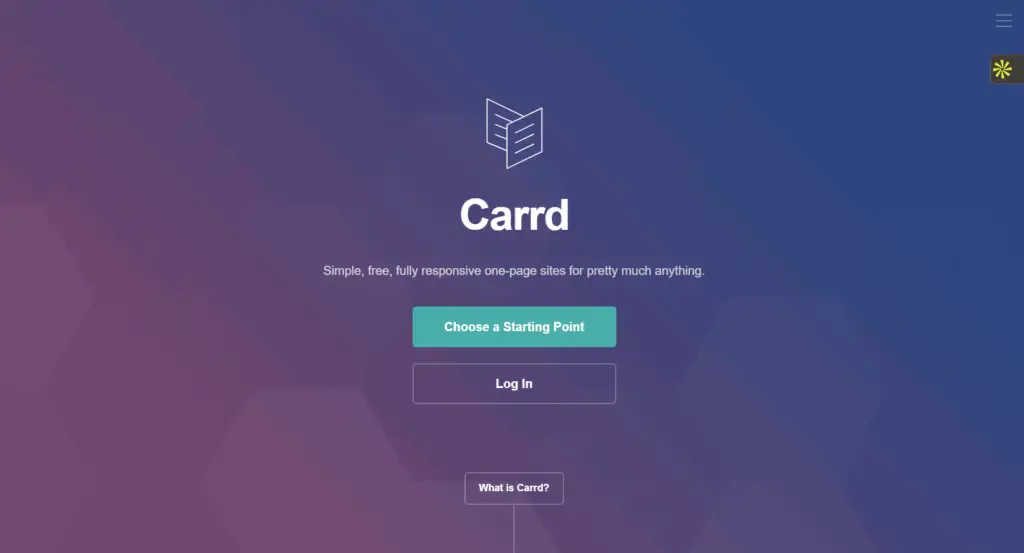 Interface du logiciel Carrd