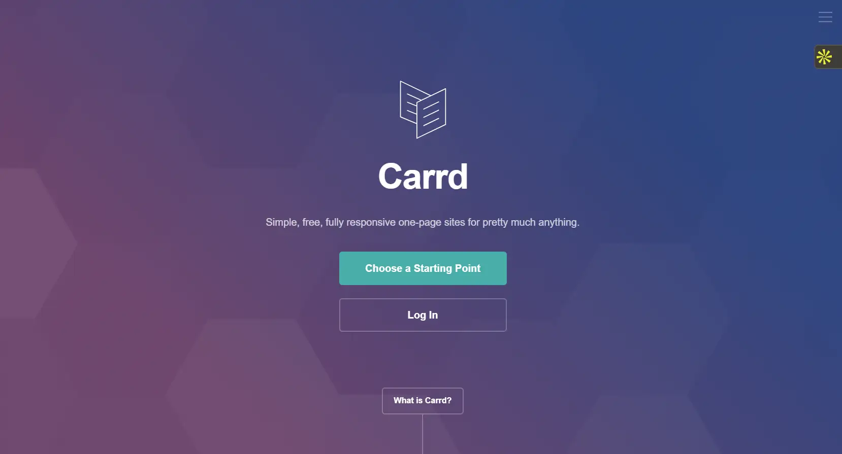 Interface du logiciel Carrd