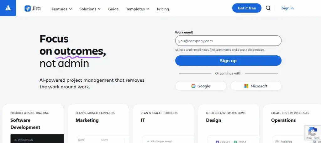 Interface du logiciel Jira Software