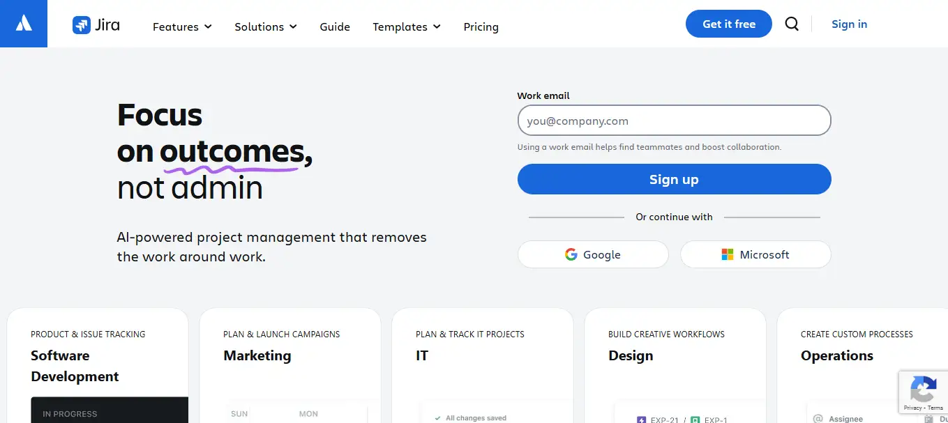 Interface du logiciel Jira Software