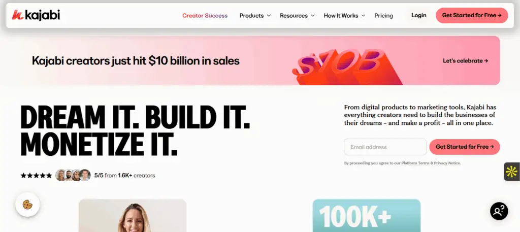 Interface du logiciel Kajabi