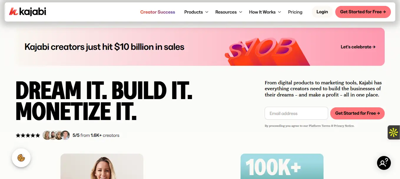 Interface du logiciel Kajabi