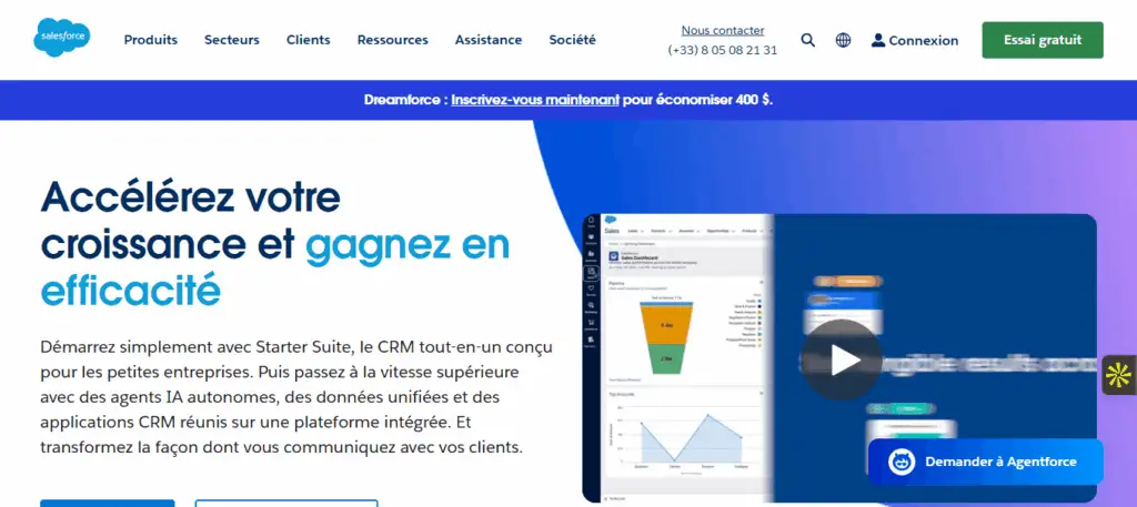 Interface du logiciel Salesforce