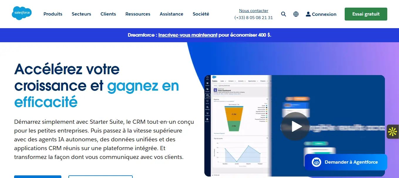 Interface du logiciel Salesforce
