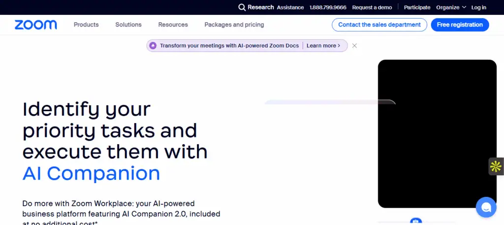 Interface du logiciel Zoom