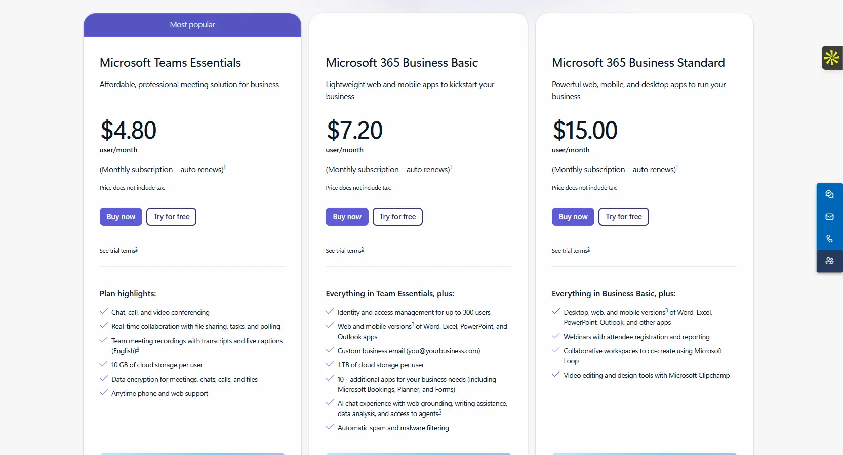 Les tarifs du logiciel Microsoft Teams