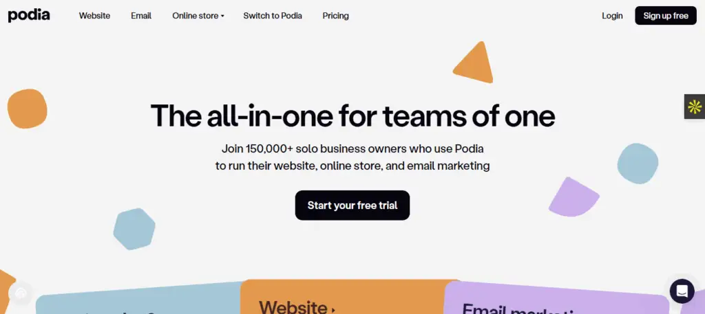 Interface du logiciel Podia