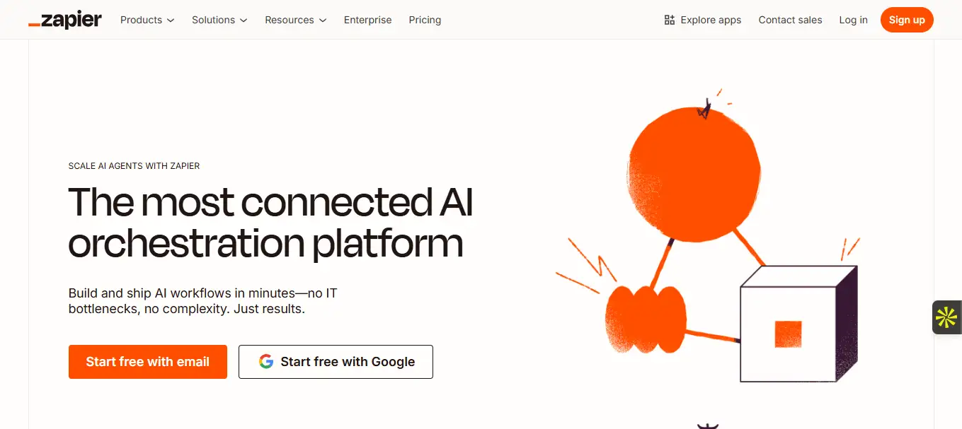 Interface du logiciel Zapier