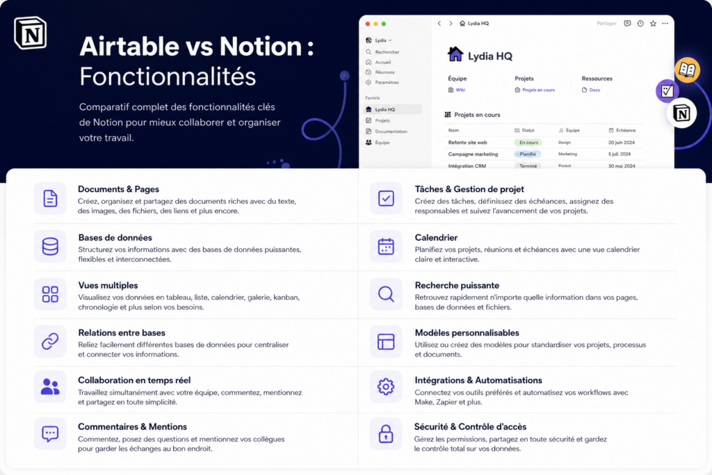Comparison of Airtable and Notion features